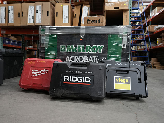 McElroy, Milwaukee, Rigid and Viega tool boxes